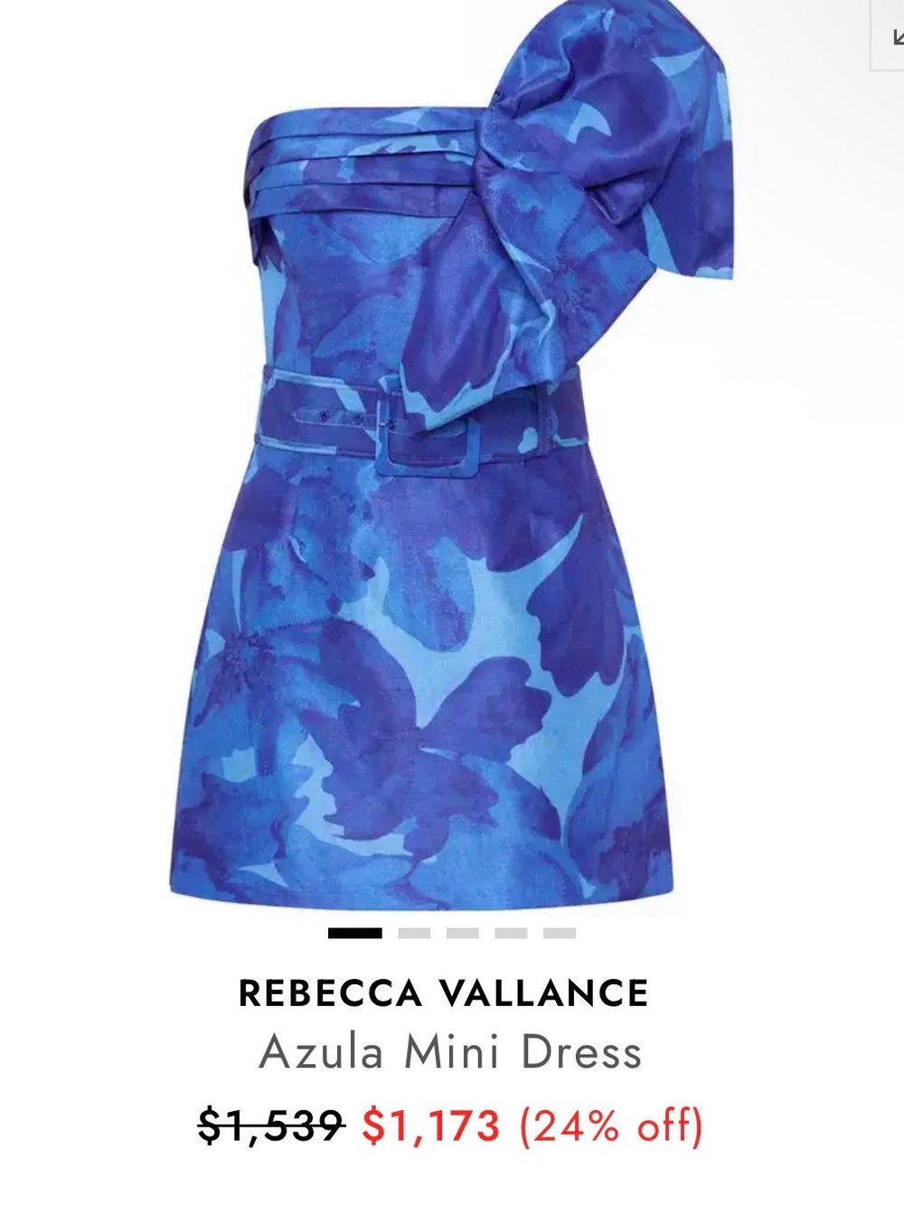 Rebecca Vallance Blue Floral One-Shoulder Mini Dress